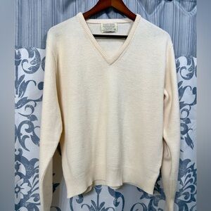 Vintage Jefflon Lord Jeff V-Neck Pullover Wool Orlon Blend Sweater Men's L EUC‎